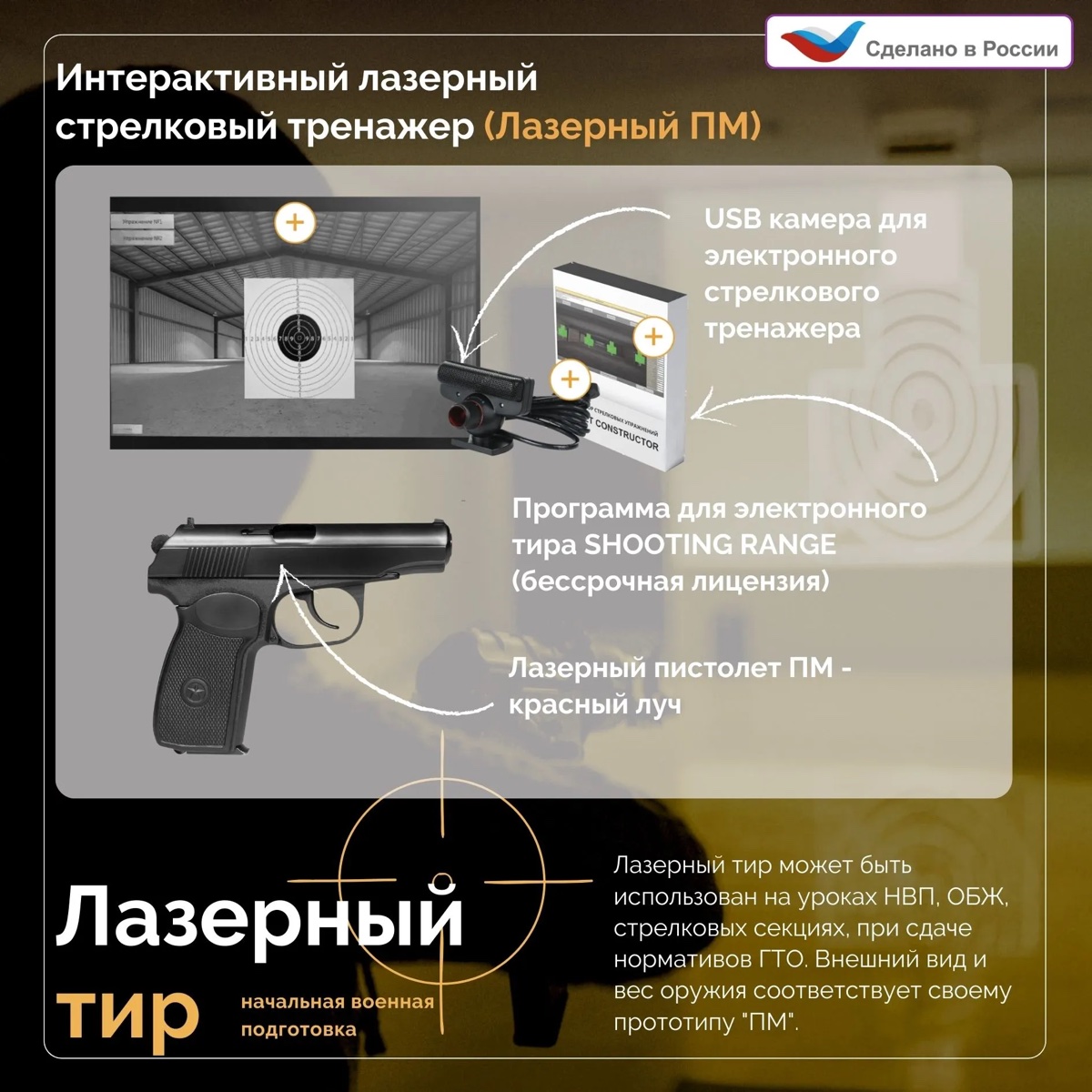 Интерактивный лазерный стрелковый тренажер (Лазерный ПМ)