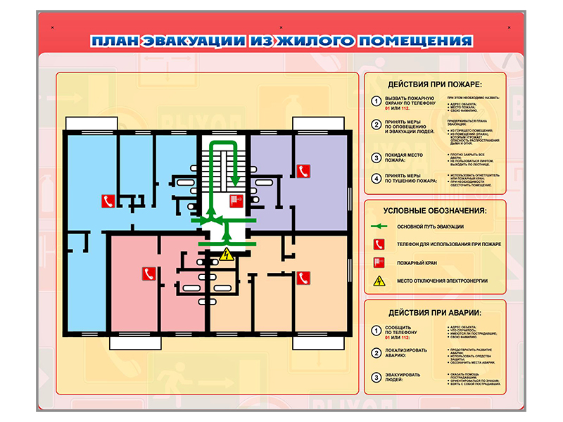 Магнитно-маркерная плакатница "План эвакуации" с фолиями + комплект тематических магнитов КМ-16