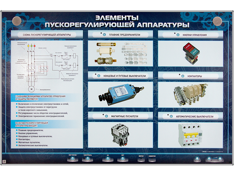 Электрифицированный стенд "Элементы пускорегулирующей аппаратуры"