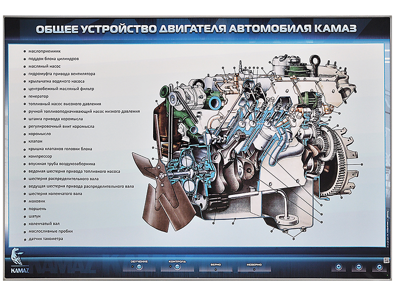 Электрифицированный стенд "Общее устройство двигателя автомобиля КамАЗ"